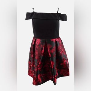 Morgan & Company Off-The-Shoulder Dress (13, Black/Red)